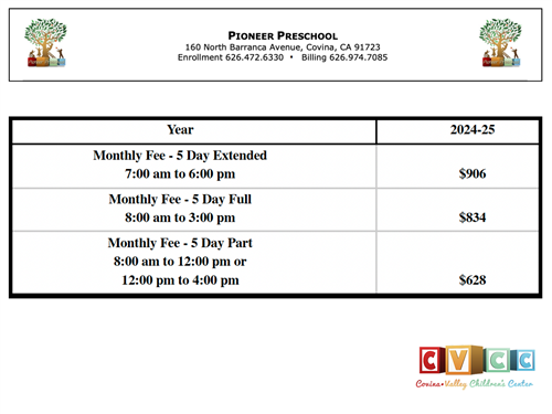 2024-25 Fee Schedule